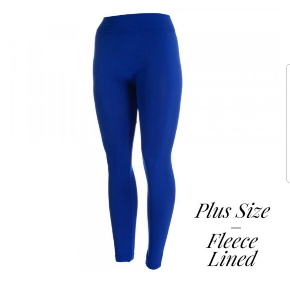 *- Fleece Lined Leggings Royal Plus Size